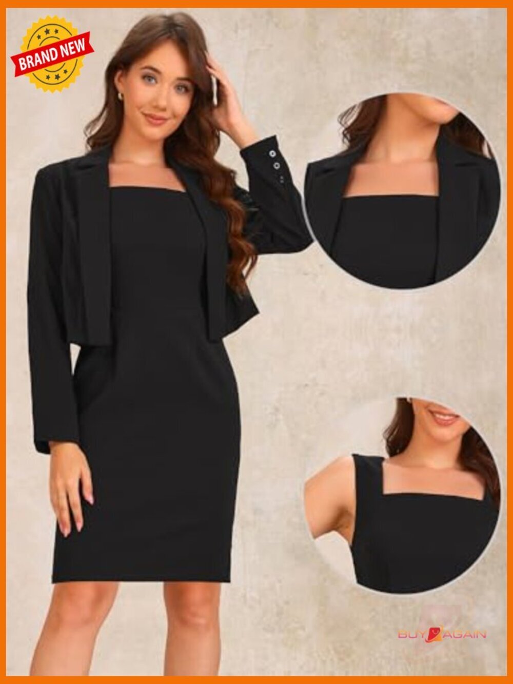 Women's Business Blazer Dress Suit Set - 2 Piece Work Office Outfit Long Sleeve - Picture 2 of 6